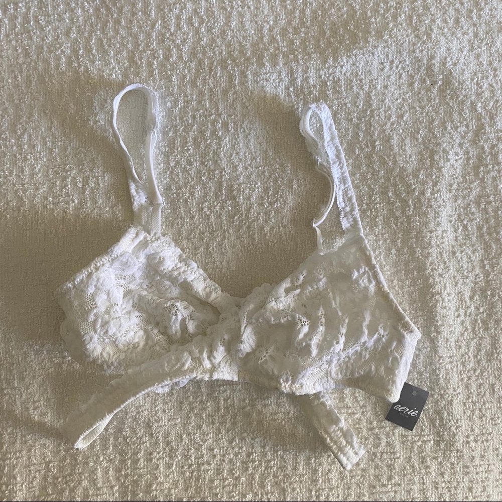 aerie white lace bralette